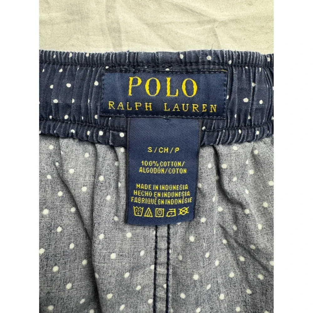 Ralph Lauren Polo Classic Pajama Lounge Pant Navy White Polka Dot SZ S with pony